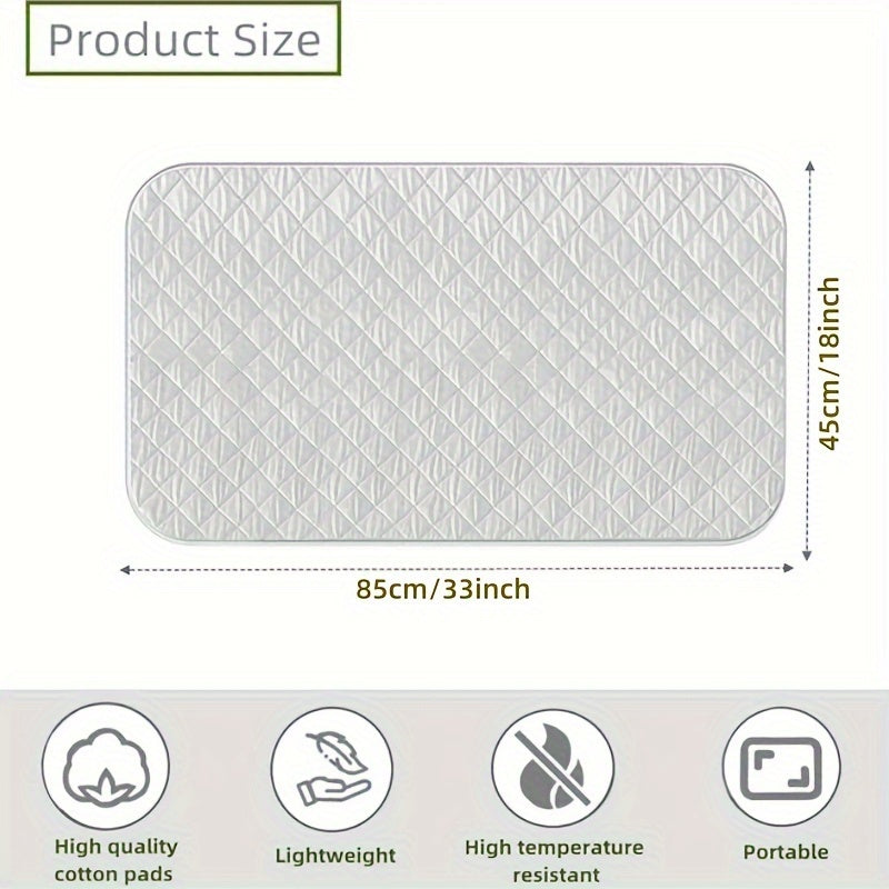 HeatGuard Magnetic Ironing Mat, 83.82x45.72 cm made from Quilted PET Material, Foldable & Portable, Non-Slip, Waterproof Iron Pad with Anti-Scorch Design, No Power Required