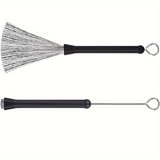 1 Pair of Retractable Wire Brush Drum Sticks with Rubber Handle