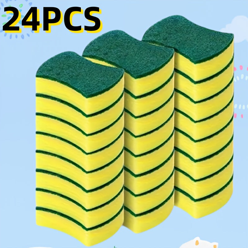 Get a 12/24 pack of heavy-duty dual-sided melamine sponge scrubbers for powerful cleaning in the kitchen, bathroom, RV, or boat. These scrubbers have strong cleaning power, a soft texture, and excellent water absorption. Perfect for use in the living