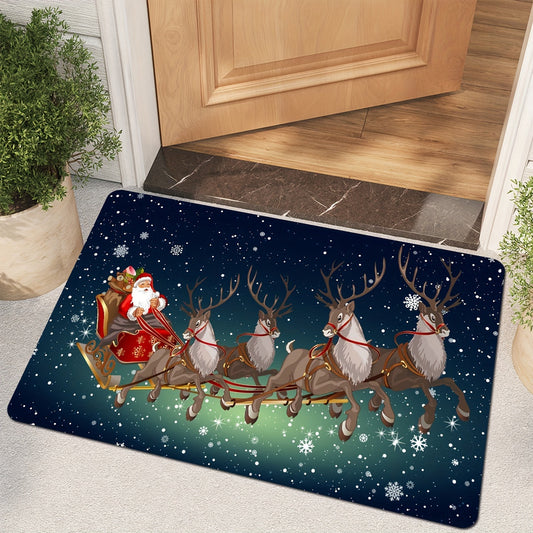 Get into the holiday spirit with our Merry Christmas American Pattern Area Rug! This versatile rug can be used as a home indoor carpet, bathroom non-slip mat, doorway entrance pad, or kitchen stain-resistant absorbent carpet. The festive holiday design