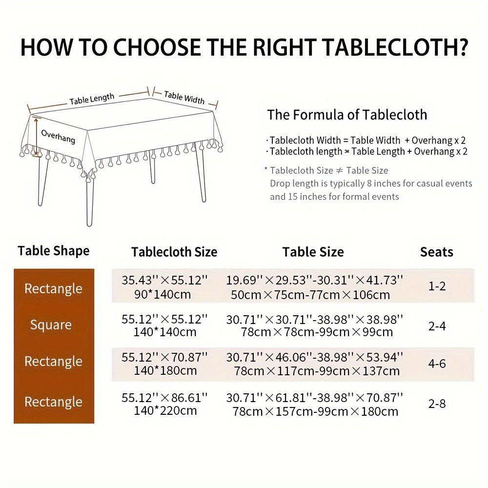 Stain-resistant party tablecloth with festive holiday design, machine washable and easy to clean.