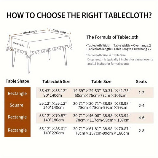 Stain-resistant party tablecloth with festive holiday design, machine washable and easy to clean.