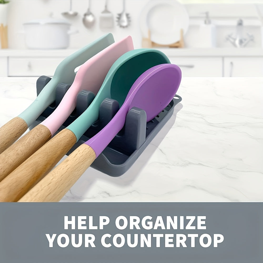 Kitchen Organizer Set includes a sturdy plastic spatula and utensil holder. Easily wall-mounted without the need for drilling, this space-saving design provides convenient storage for your kitchen essentials.