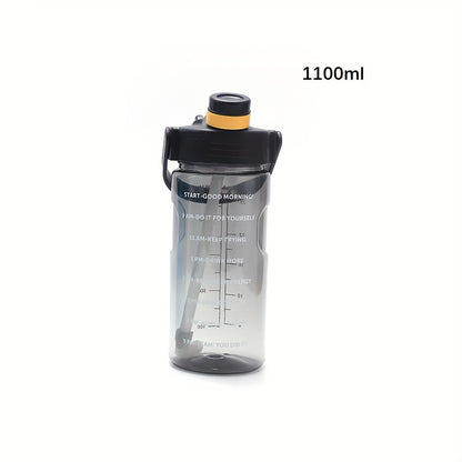 Large clear plastic water bottle with motivational sports design for various activities - camping, hiking, fitness, and home use. Makes a perfect birthday gift. Available in 1100ml, 1500ml, 2000ml, and 3000ml sizes.