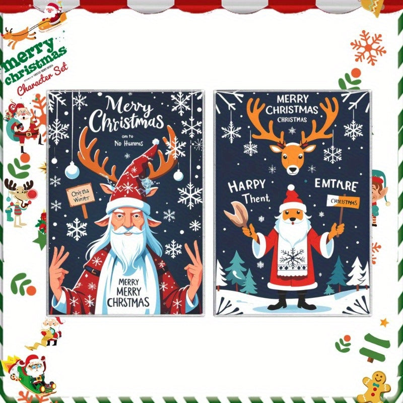 Two pieces of 18*26 Kitchen Towels with Christmas Winter Theme, Merry Christmas Design for Kitchen Decoration, Soft and Cozy Christmas Towels, Perfect Gift with Snowflake Decoration