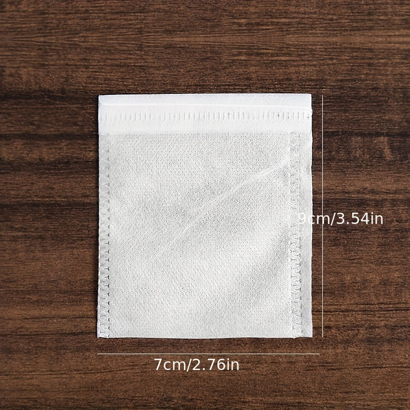 Package of 100 Food Grade Non-woven Fabric Tea Bags with String, Heat Seal, Perfect for Spice Tea Infusing and Filtering