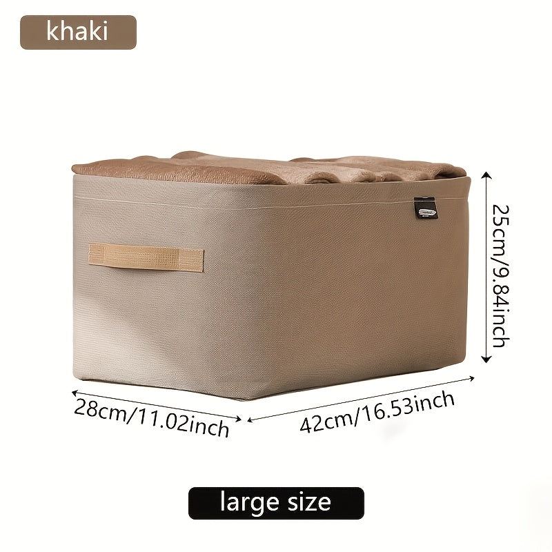 A versatile clothes storage box with handles, a convenient and lightweight addition to your wardrobe organization.