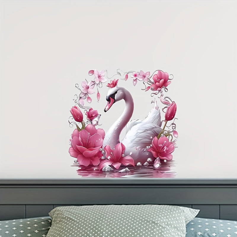 One swan pattern toilet lid sticker for bathroom and kitchen decoration.