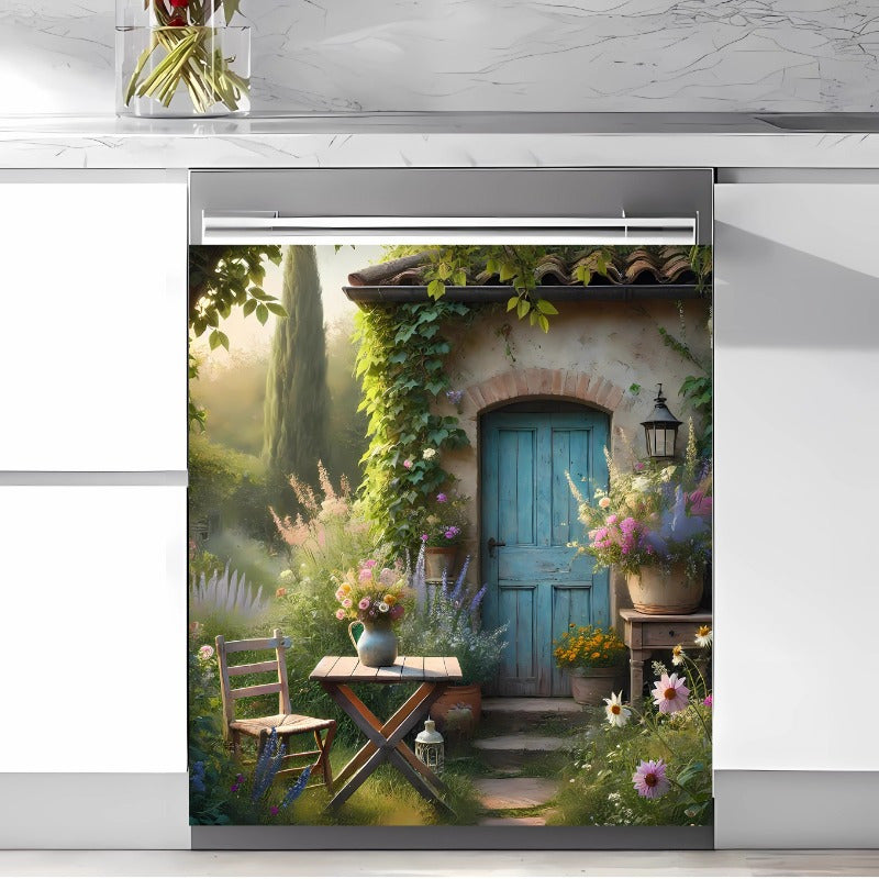 Spring-themed Dishwasher Magnetic Cover, 58x65cm, Non-Electric Kitchen Appliance Decor, Featherless, Featuring a Spring Garden Scene