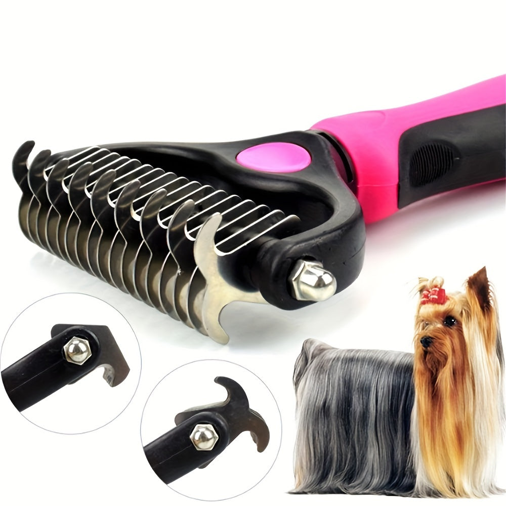 Double sided pet fur knot cutter for dog grooming and shedding, also suitable for removing pet cat hair.