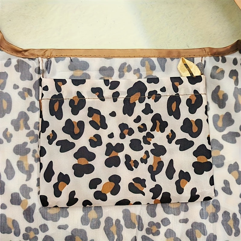 Durable Leopard Print Polyester Shopping Tote Bag with Leak Proof Square Design, Padded Straps, and Reinforced Bottom - Ideal for Grocery, Travel, and Daily Use