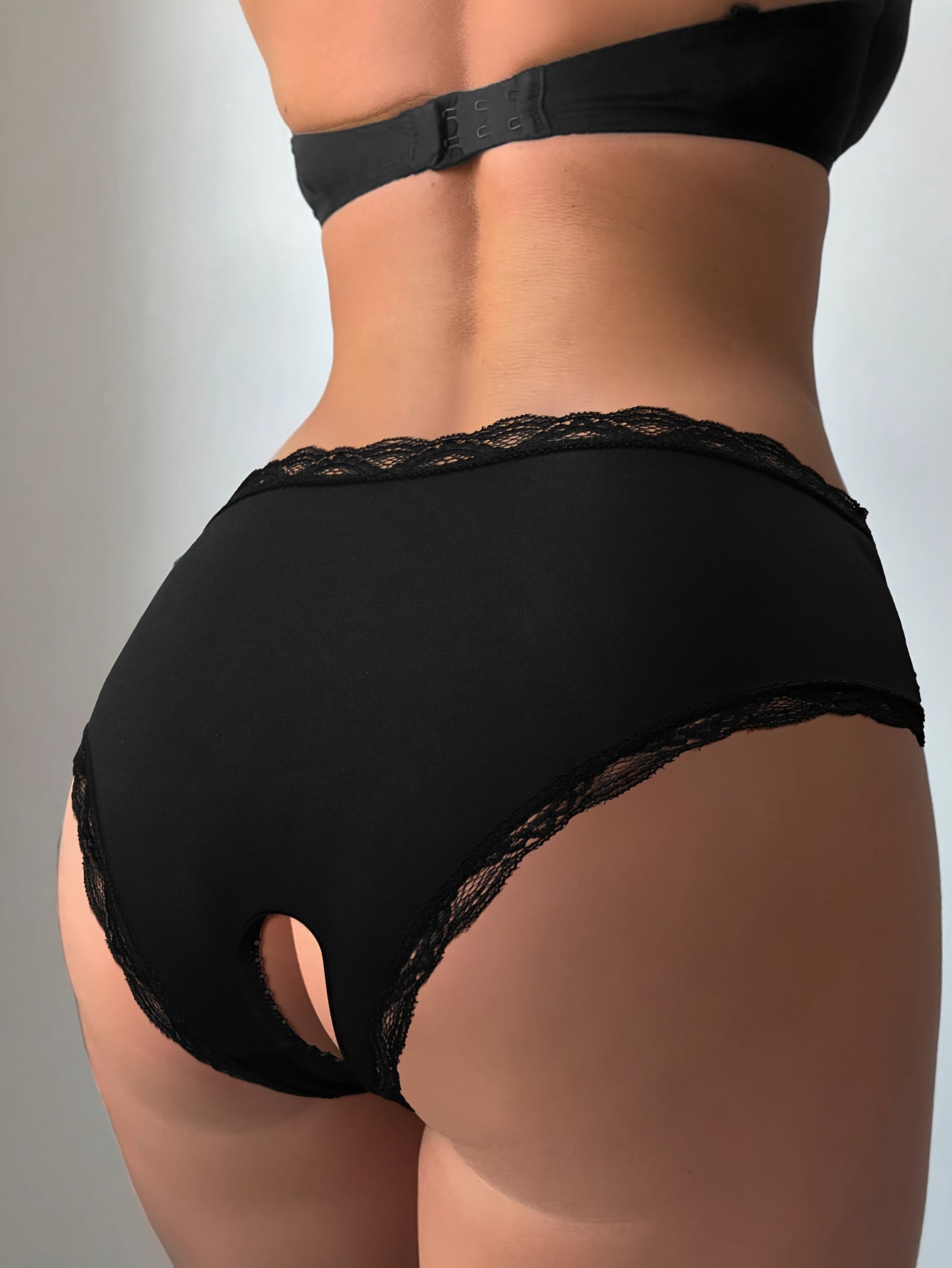 Stylish lace triangle panties with moon and sun prints, breathable and comfortable with a sexy open-crotch design.