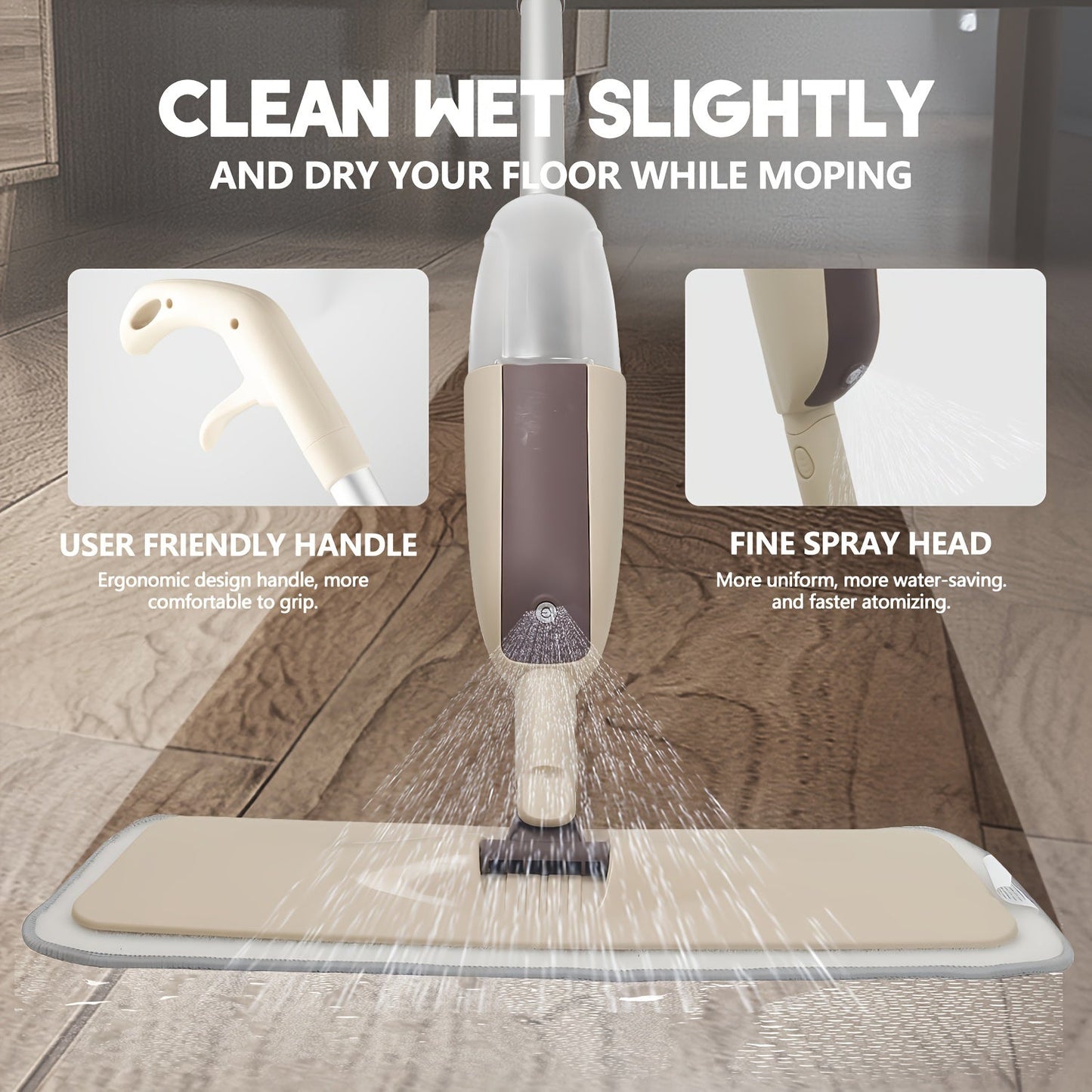 Multifunctional Spray Mop with Reusable Bottle & 4 Microfiber Pads - Great for Cleaning Hardwood, Laminate, and Ceramic Floors - Perfect for Both Home and Commercial Settings