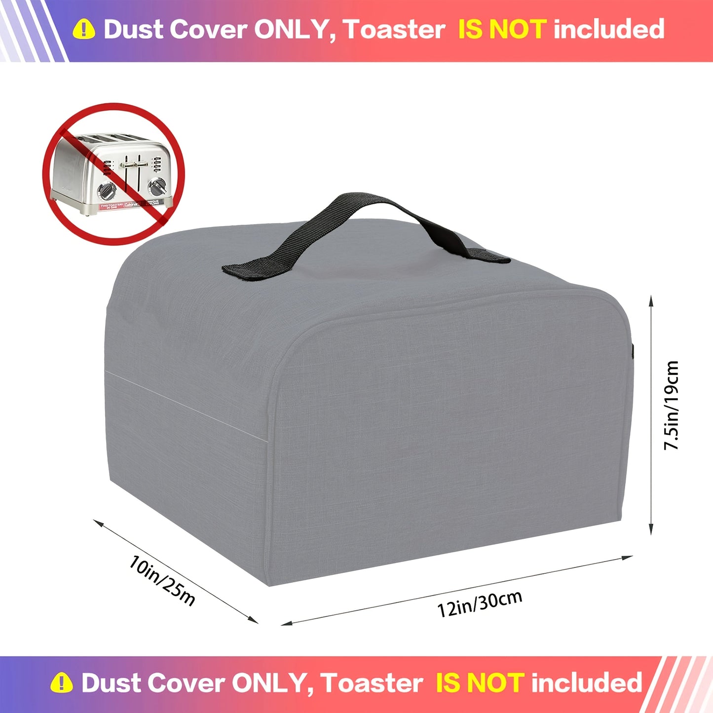 Protect your Cuisinart 2/4 slice toaster with this waterproof and dustproof gray cover. Features a pocket for storing jam spatula and toaster tongs. Cover fits only Cuisinart toasters.