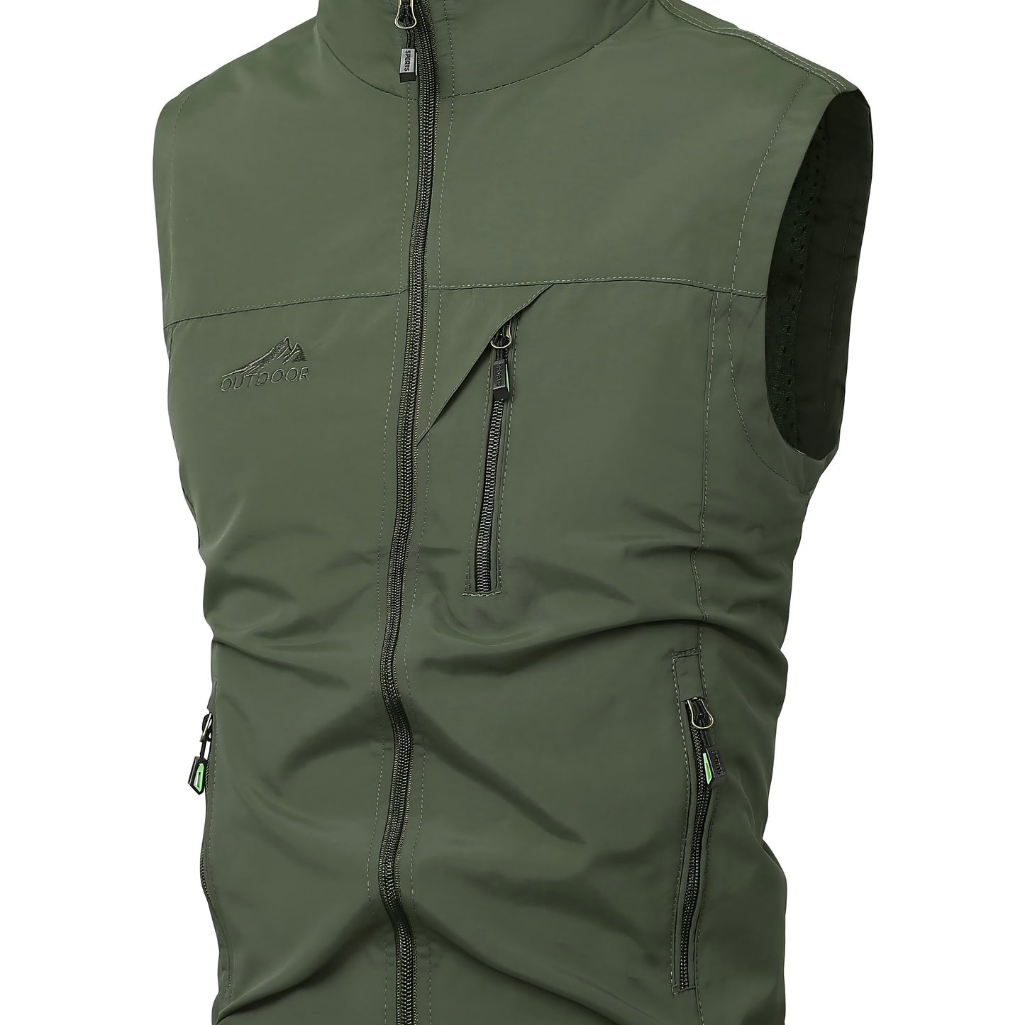 Men's Lightweight Sleeveless Nylon Vest with Stand Collar, Machine Washable - Great for Spring/Fall Outdoor Activities or Casual Wear.