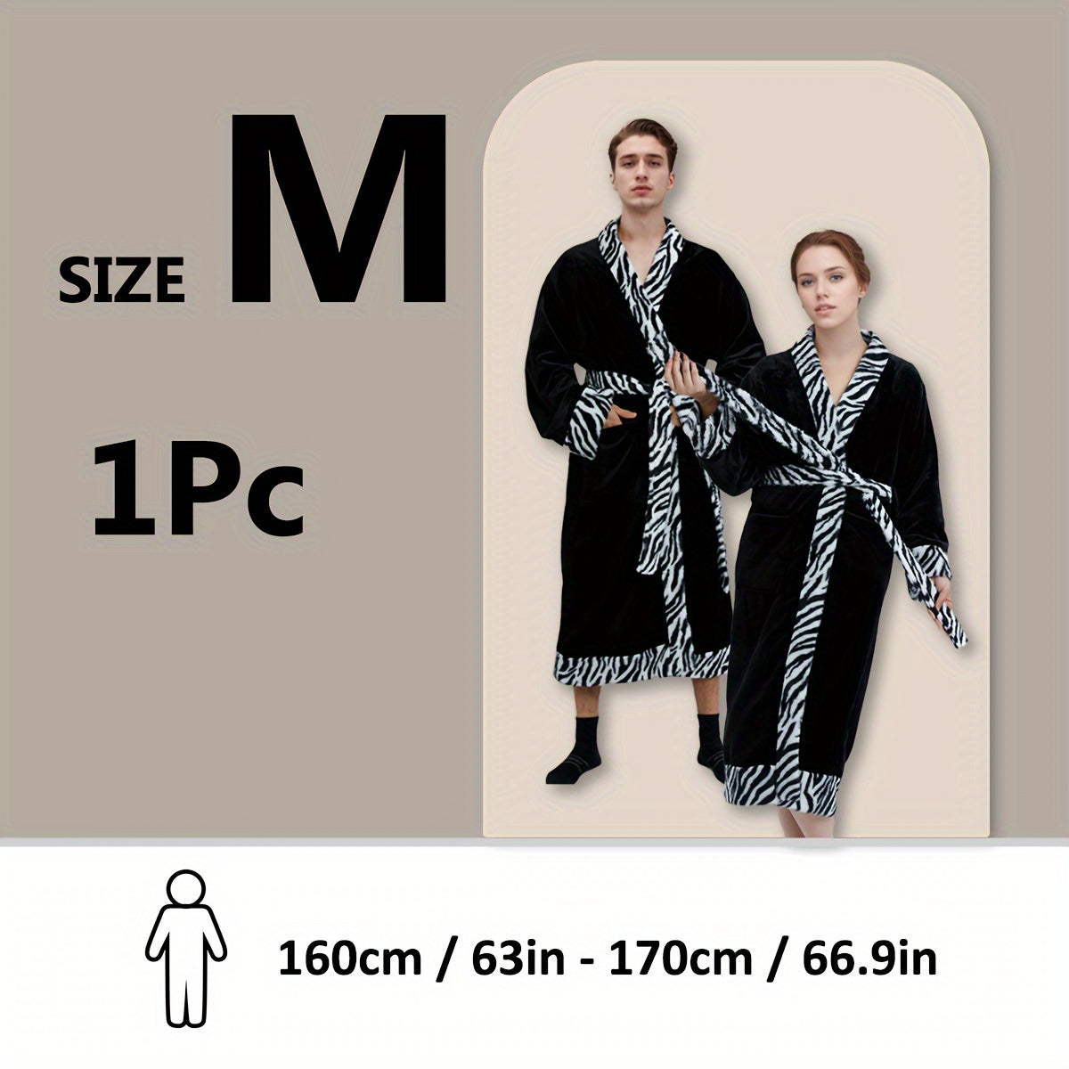 Soft unisex bathrobe with animal print trim, polyester & polyamide blend, machine washable, character themed.