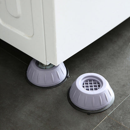 4-piece set of Universal Anti-Vibration Washing Machine Feet Pads, featuring a Non-Slip Rubber Base Stand designed for Refrigerators and Freezers. These pads offer Shock Absorption and Noise Reduction without the need for electricity.