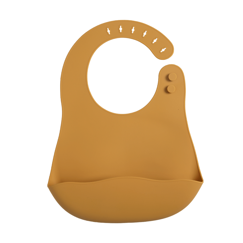 Adjustable Waterproof Infant Bibs in Solid Colors with Soft Silicone Material, Featuring a Pocket for Newborns to Keep Clean During Mealtime