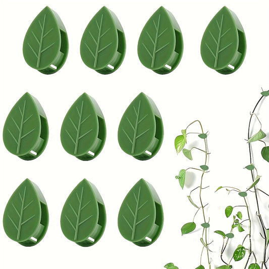 10 green plastic climbing wall clips with self-adhesive support for vines and decorations.