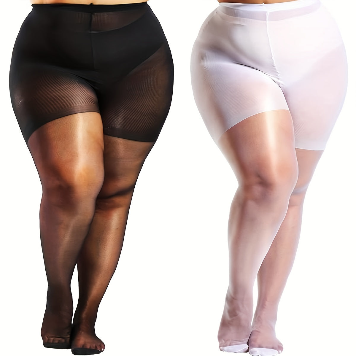 Two stylish packs of soft, large-sized, high-elastic women's tights.