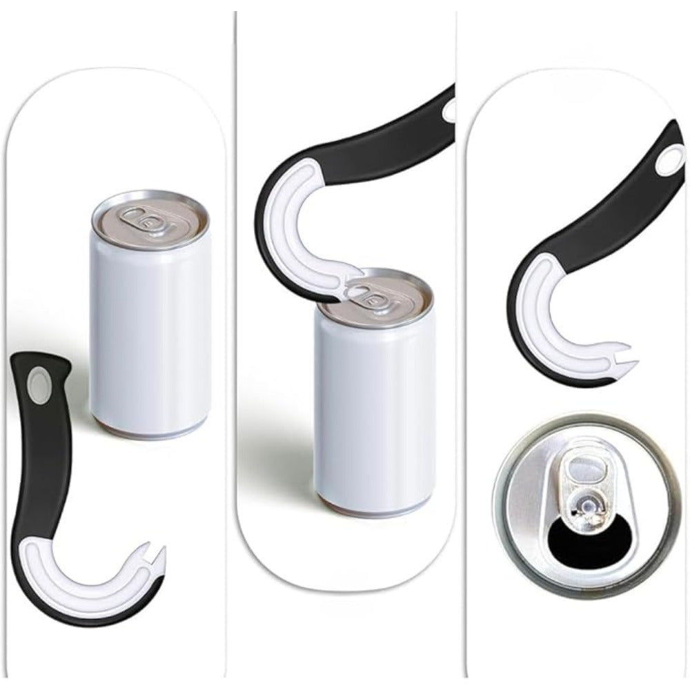 Convenient Easy-Open Ring Pull Can Opener with Non-Slip Rubber Grip - Reliable and No Electricity Required for Kitchen and Dining Applications