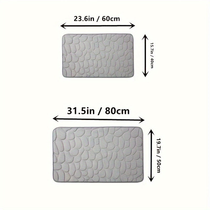 Ultra absorbent bath mat with non-slip, quick-dry, and machine washable features. Soft, thick cushioned rug ideal for bathroom, bedroom, living room, or toilet. Textured surface for enhanced comfort. 40x60cm (15.7x23.6 inches). Modern bathroom decor