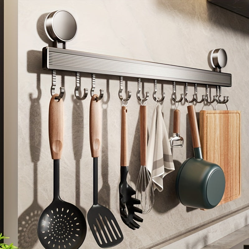 Convenient Suction Cup Kitchen Organizer - No-Drill Storage Rack for Utensils, Made of Strong Metal, Ideal for Spoons & Spatulas