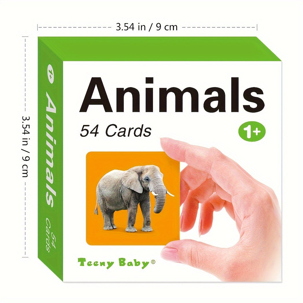 Teeny Baby® Animals Flashcards: 54 Cards featuring Animal Images and English Words for Early Learning.