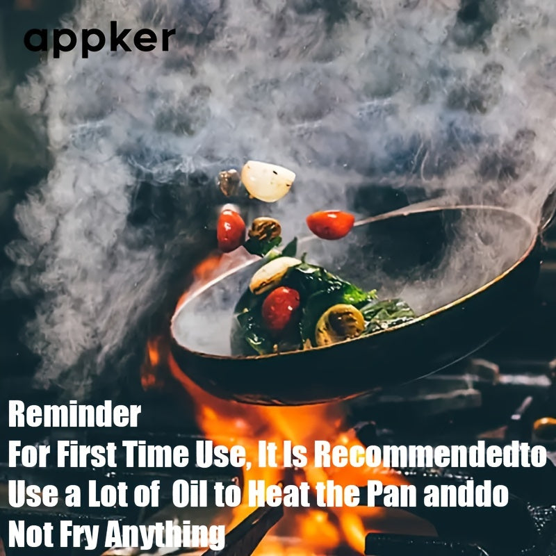 Appker presents a set of 2 non-stick frying pans with a silicone spatula included. Made of durable stainless steel, these pans are ideal for cooking steak and wok dishes. They are compatible with induction stoves, making them versatile for any kitchen.