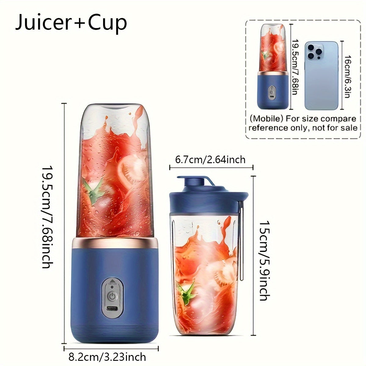 Customizable portable juicer for on-the-go juicing, ideal for home and travel.