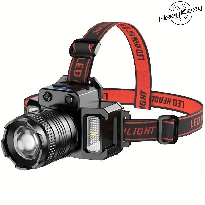 A powerful LED headlamp with infrared sensor zoom, ideal for outdoor activities and emergencies.