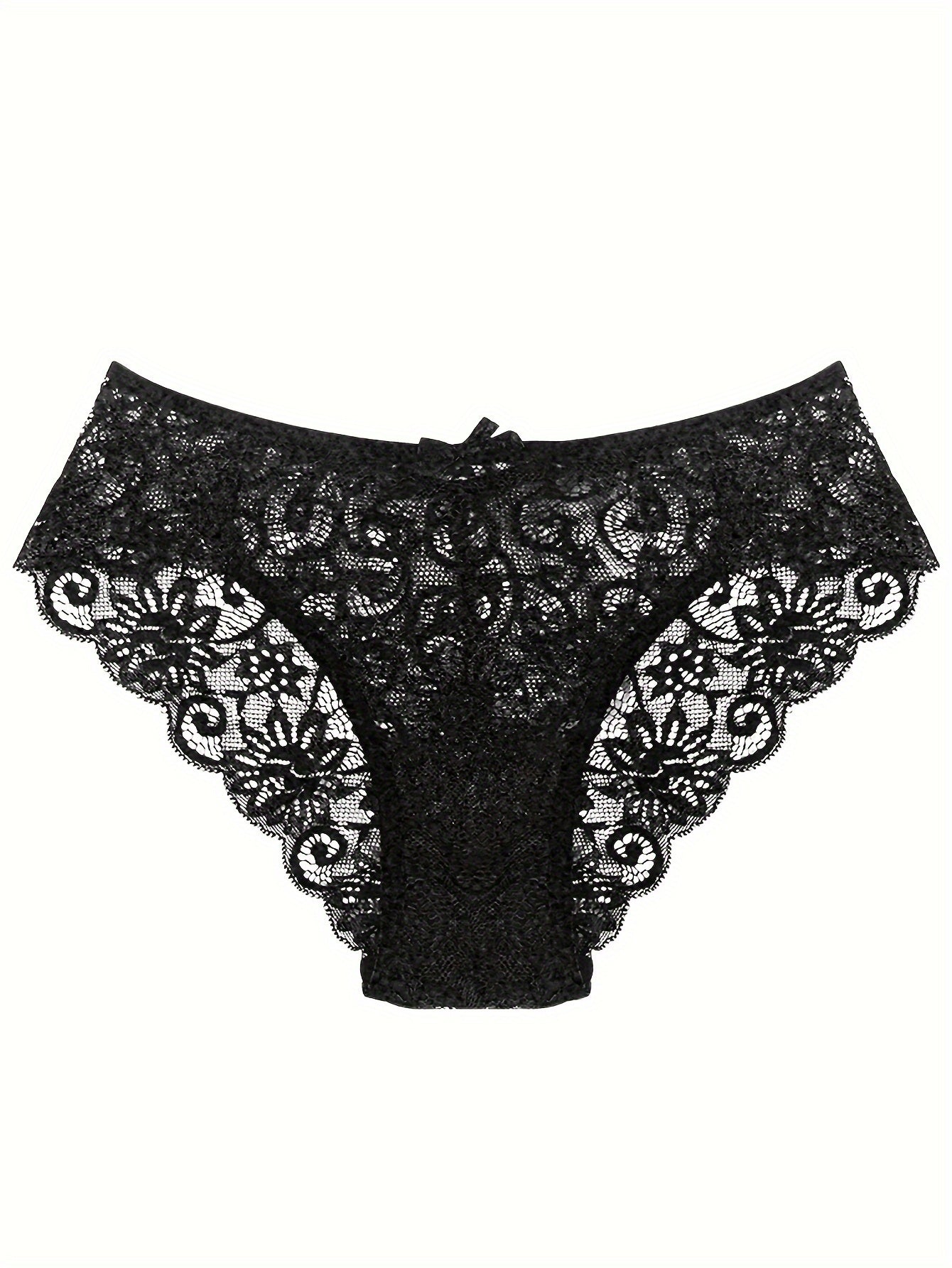 Set of five sexy lace hollow waist briefs for women.