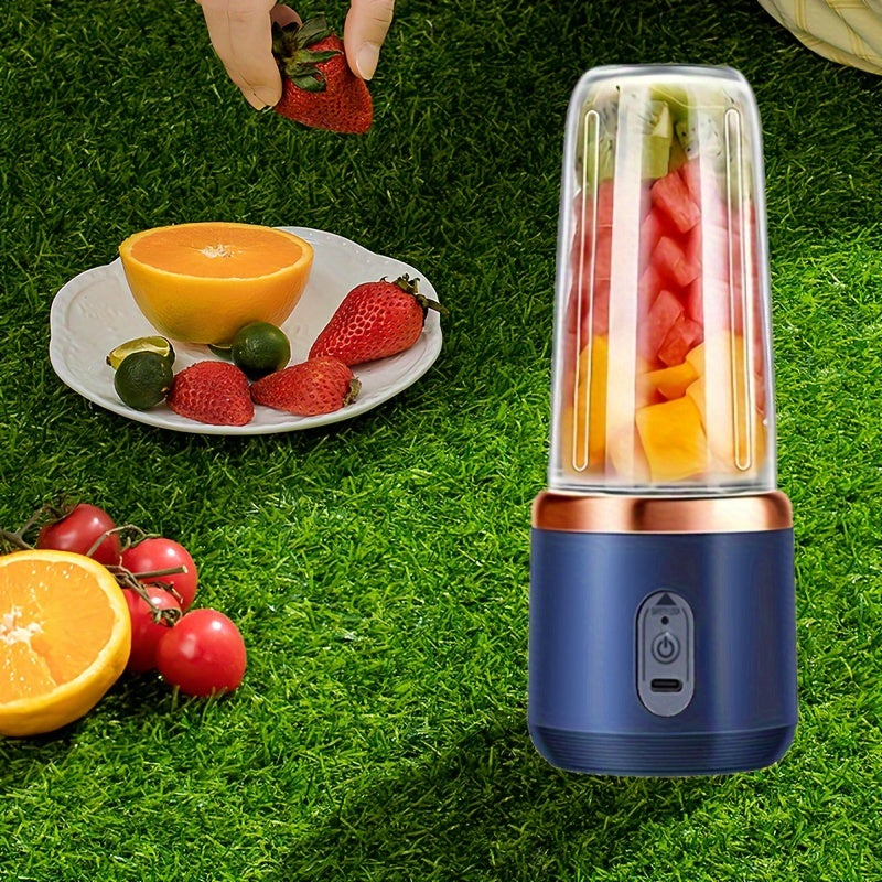 Small, portable juicer cup with 40W power. Can squeeze fruit, mix food, crush ice. Multi-function product.