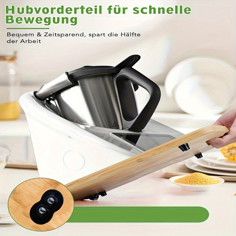 Wooden Kitchen Mat with Handle - Smooth-Glide Design for Easy Countertop Maneuvering, Not Recommended for Food Contact.