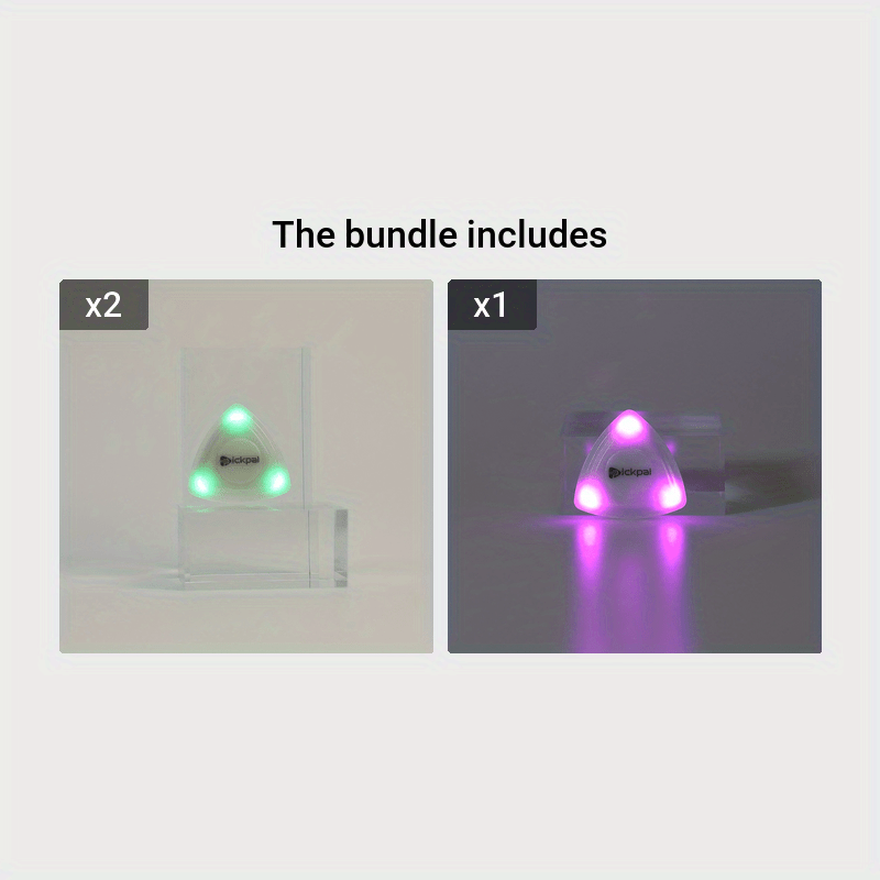 Get the PickPal LED Illuminated Guitar Pick with Wooden body and Multi-Color Lighting Options (White/Green), long battery life.