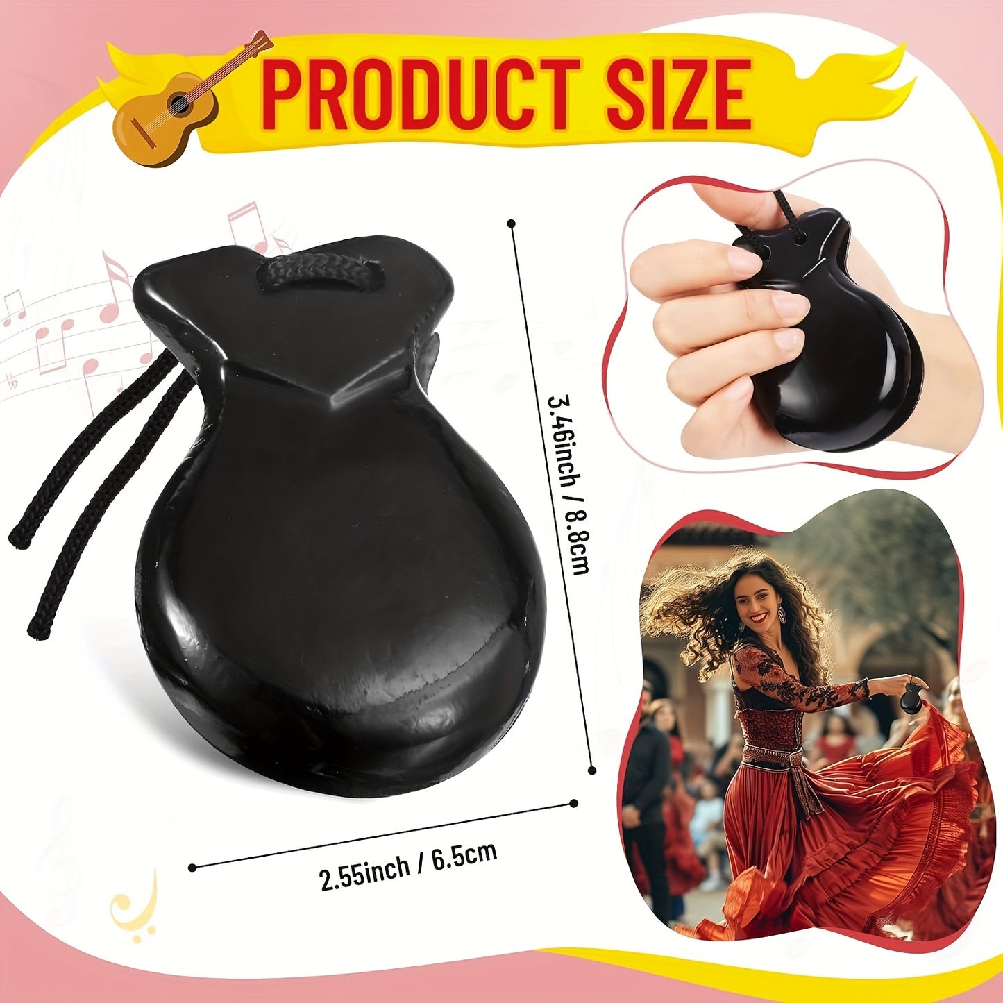 2 Ole Ole Spanish Castanets for Flamenco,  ideal for musicians and collectors.