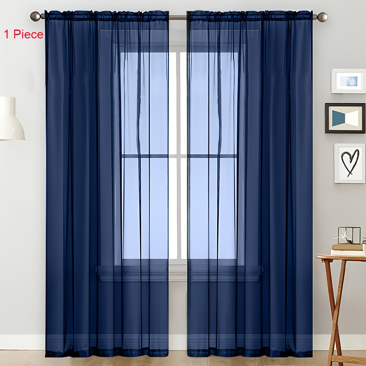 One Panel of Sheer Curtain in Classic Rod Pocket Style - Made from 100% Polyester Trilon Fabric, Lightweight Yarn-Dyed for a Decorative Look. Machine Washable and Perfect for Living Rooms and Restaurants with an Uncorded Clear Romance Theme.