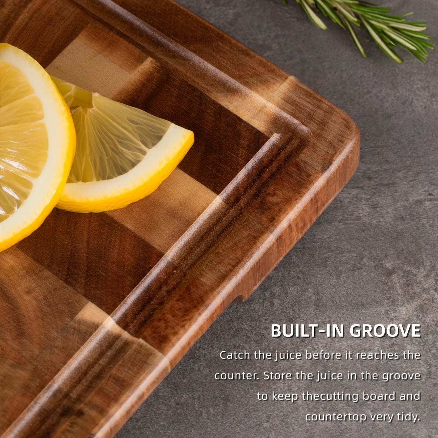 Acacia Wood Cutting Board with Juice Groove and Handle - Rectangular, Versatile Kitchen Chopping Block - Ideal for Holiday Celebrations like Halloween, Christmas, Easter, and Thanksgiving