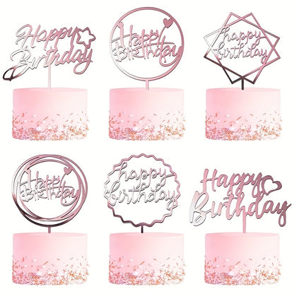 Golden Happy Birthday Acrylic Cake Toppers - Perfect for birthday cakes, baby showers, and party decorations. Enhance your dessert table with these stylish baking supplies.