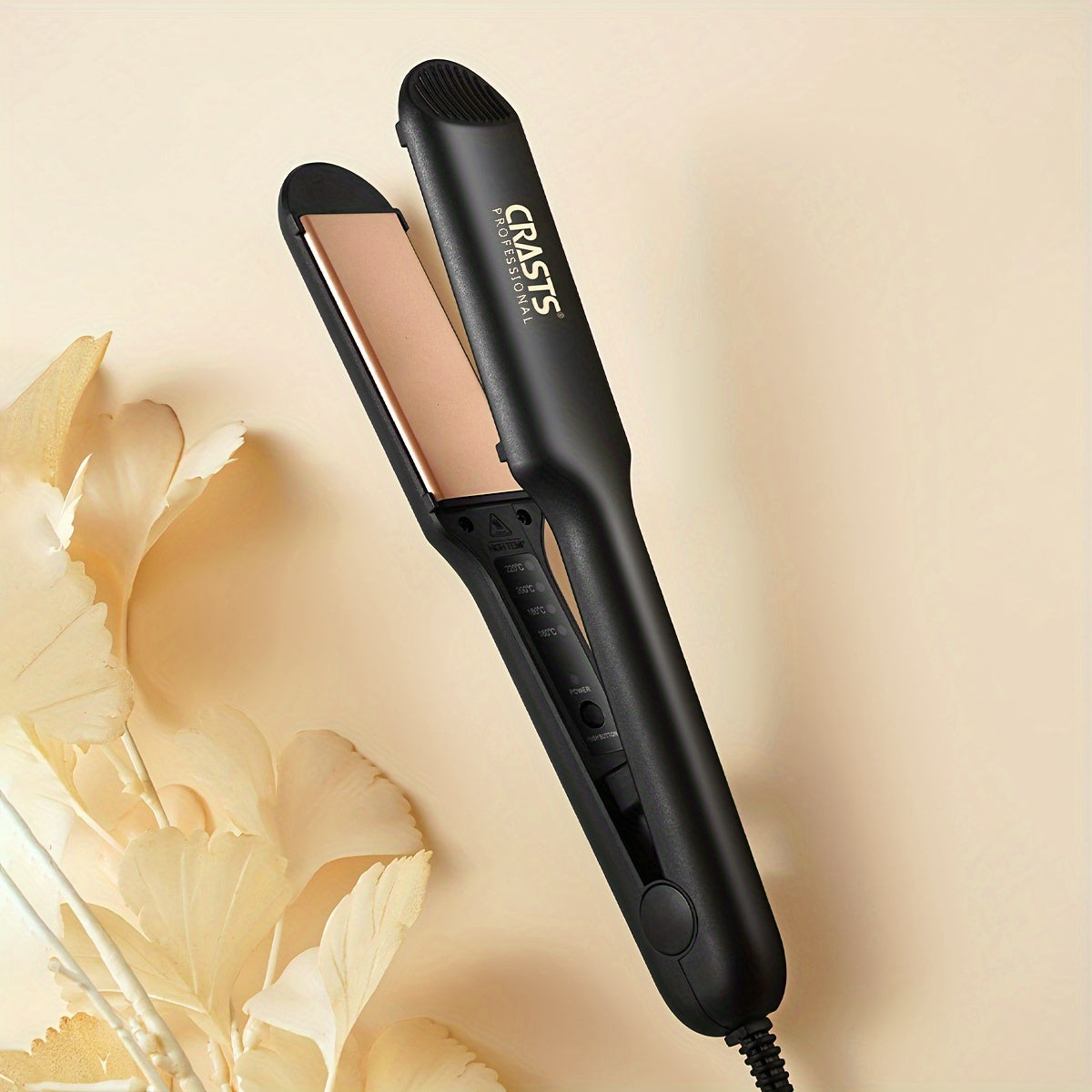 CRASTS Ceramic Hair Straightener and Curler for both straight and curly hair with 220V Type C Plug, 44W Plug Powered, No Battery Required.