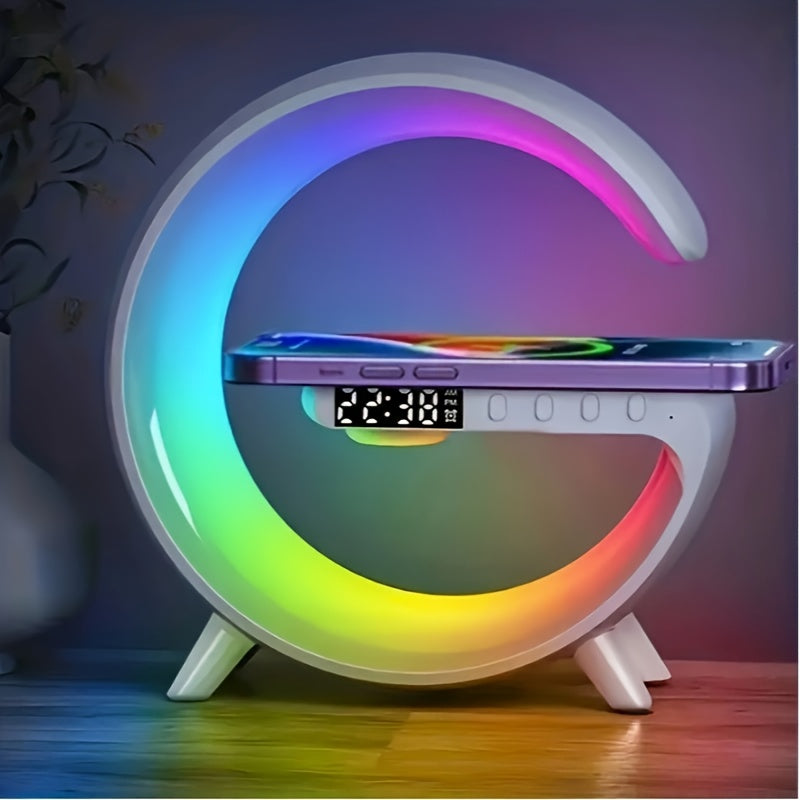 Kouzone Wireless Speaker with Ambient Light, Wireless Charging Pad, and Music Sync for smartphones.