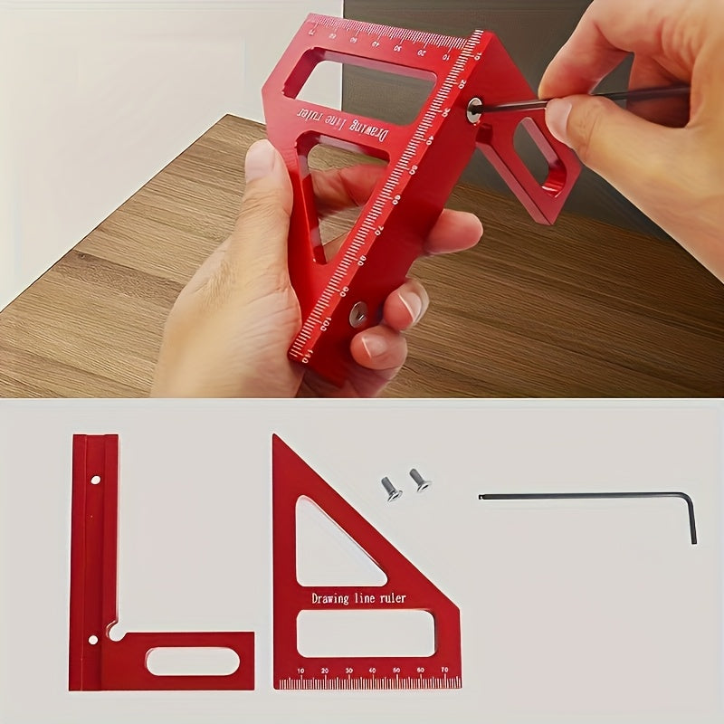 Aluminum Alloy 3D Multi-Angle Measuring Ruler for Engineers and Carpenters, Painted Finish, Assembly Required