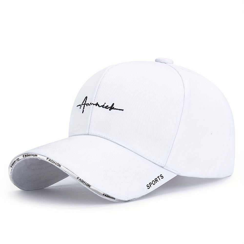 Letter embroidery baseball cap for men and women, adjustable dad hat, solid color, lightweight and hip-hop style.