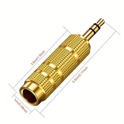 2 dona stereo audio adapter 3.5mm erkakdan 6.35mm ayolga va 6.35mm erkakdan 3.5mm ayolga konvertorlar, oltin qoplamali.