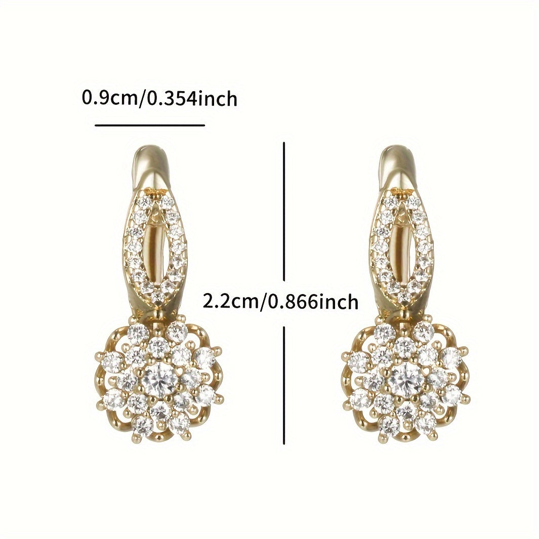 Luxurious XUPING JEWELRY Hoop Earrings Featuring Stunning Zirconia Snowflake Design - 14K Gold Plated for a Simple Yet Elegant Look, Crafted from Copper with Zirconia Inlay, Suitable for Everyday Wear or Special Occasions, A Thoughtful Thanksgiving Day