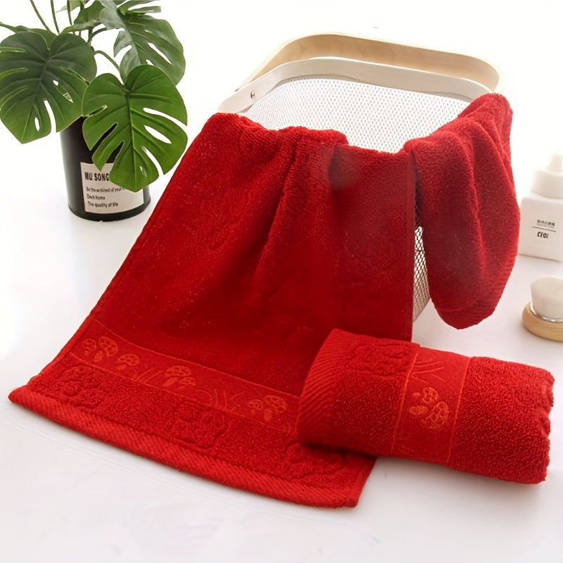 Cotton hand towel set for travel, gym, camping, sports, or as a gift. Soft, thick and fast drying. Size: 33*73cm (12.99*28.74 inch). Perfect for New Year, Spring Festival, or weddings.