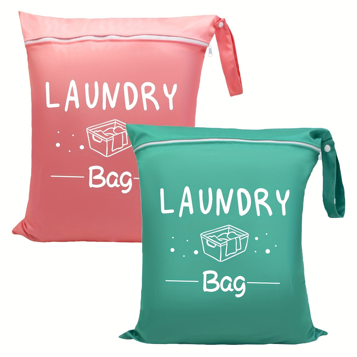 Popular Choice: Set of 2 Large Waterproof Travel Laundry Bags with Drawstring - Reusable, Versatile for Wet/Dry Items, Great for Gym, Yoga, Swimming & Diapers - Available in Green and Pink