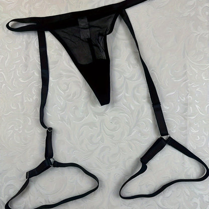 Sheer mesh thongs, garter belt panties, sexy lingerie for women.