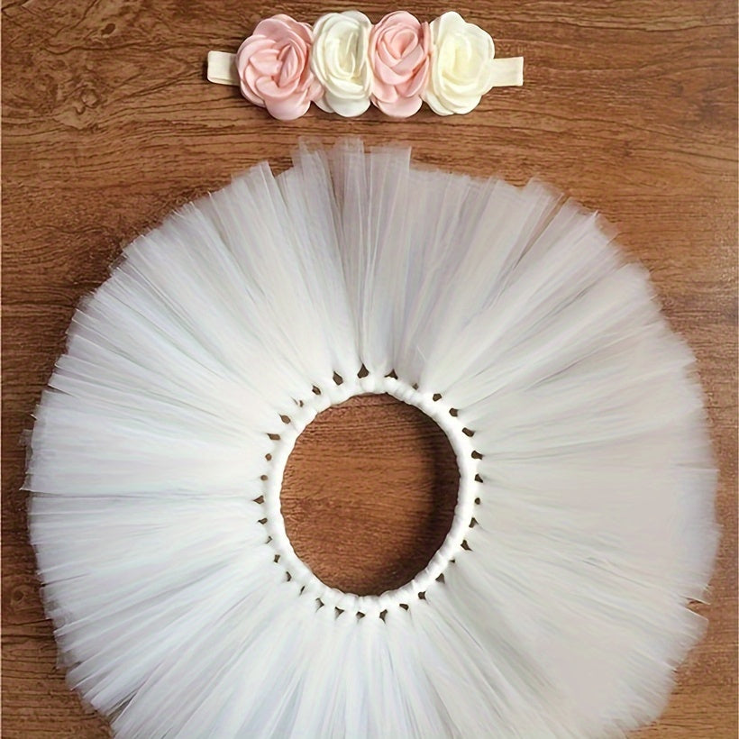 Beautiful Tutu Skirt and Headband Photo Set, Perfect for Christmas, Halloween, Thanksgiving, New Year's, and Valentine's Day Gifts