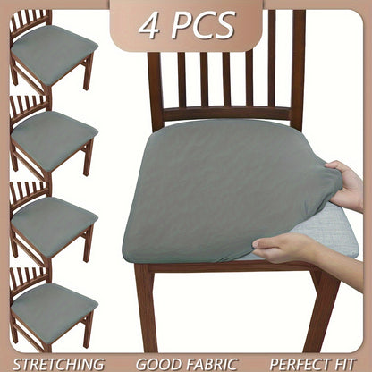 Choose from multiple colors of these simple and elegant chair covers, available in either a 4-piece or 6- piece set. Made from high elastic, flocked material, these covers are soft, comfortable, dustproof, and stain resistant, offering protection for